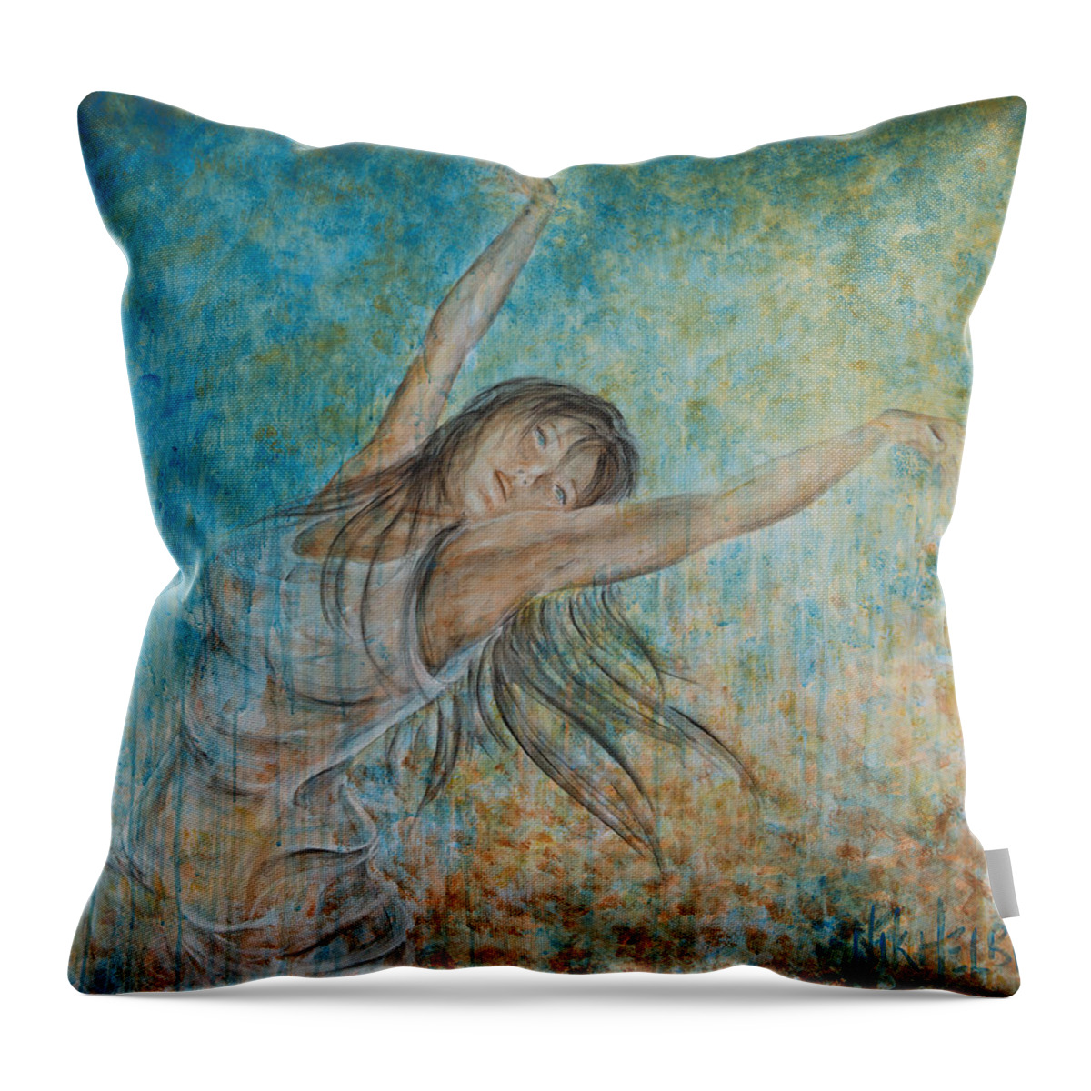 La Primavera Throw Pillow featuring the painting la Primavera by Nik Helbig