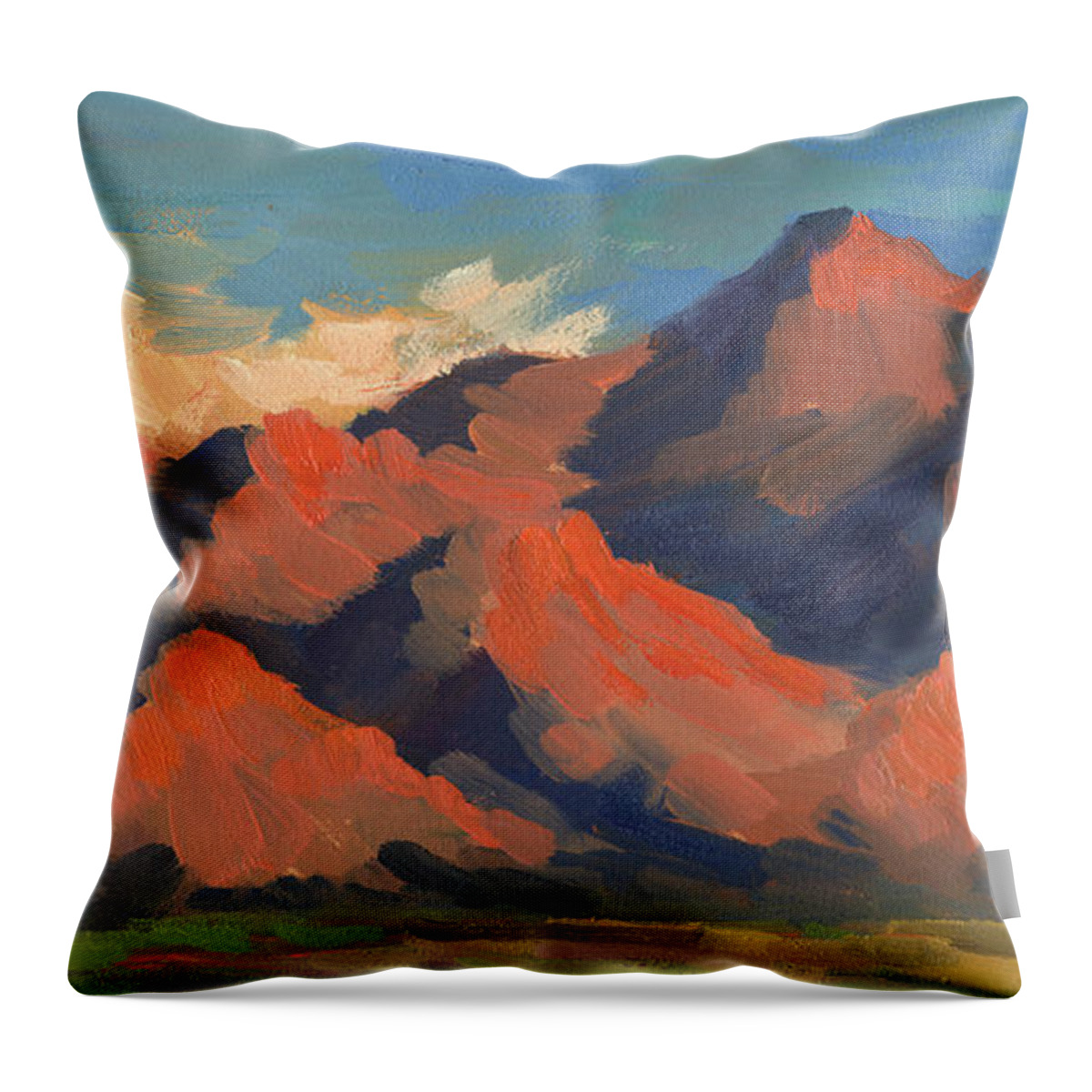 La Quinta Mountains Morning Throw Pillow featuring the painting La Quinta Mountains Morning by Diane McClary