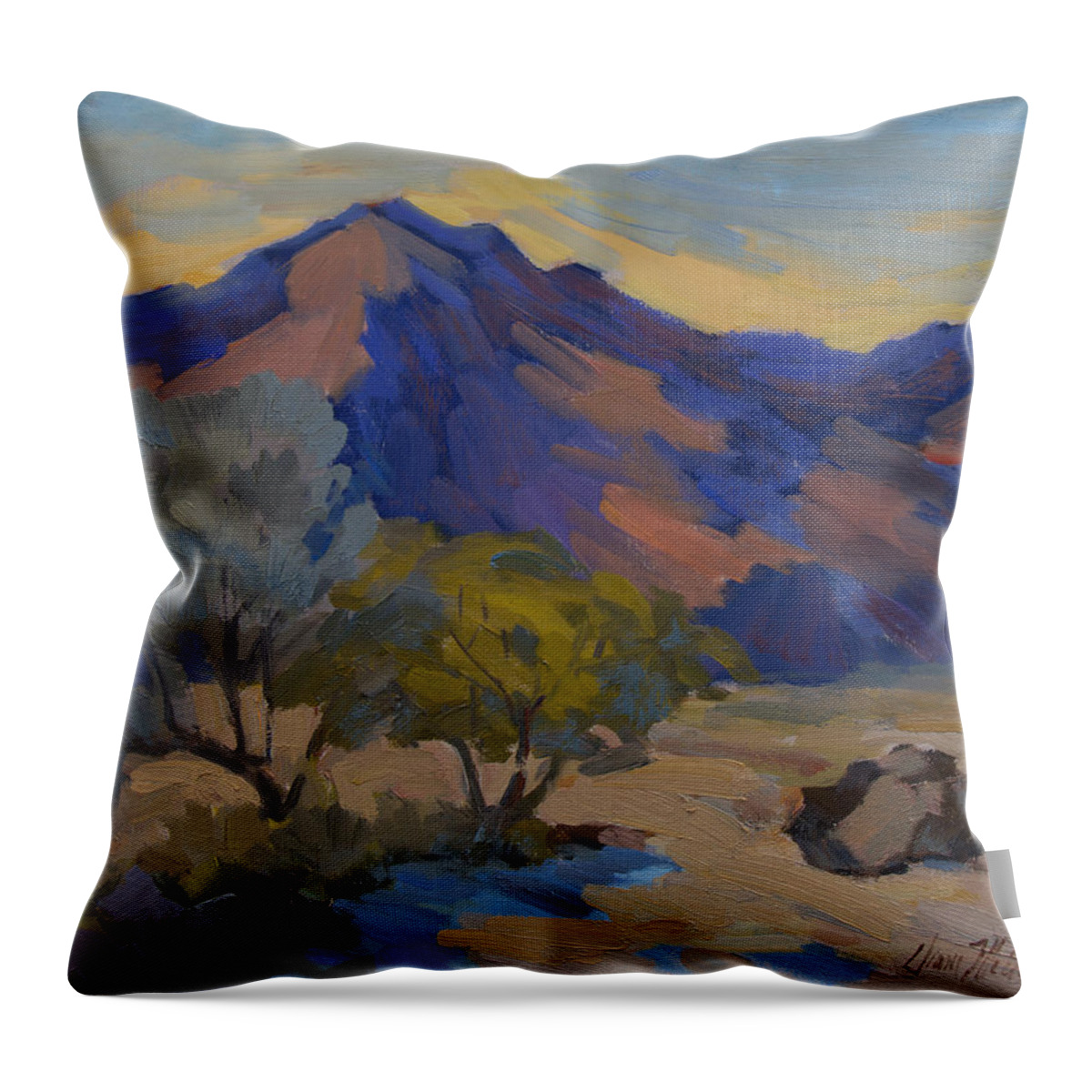 La Quinta Throw Pillow featuring the painting La Quinta Shadows by Diane McClary