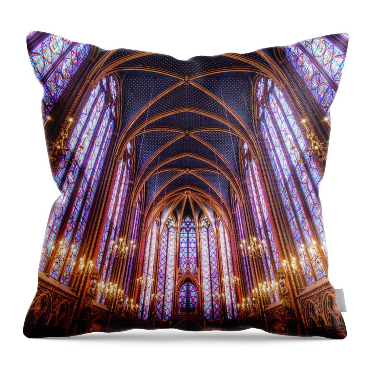 Arch Throw Pillow featuring the photograph La Sainte-chapelle Upper Chapel, Paris by Joe Daniel Price