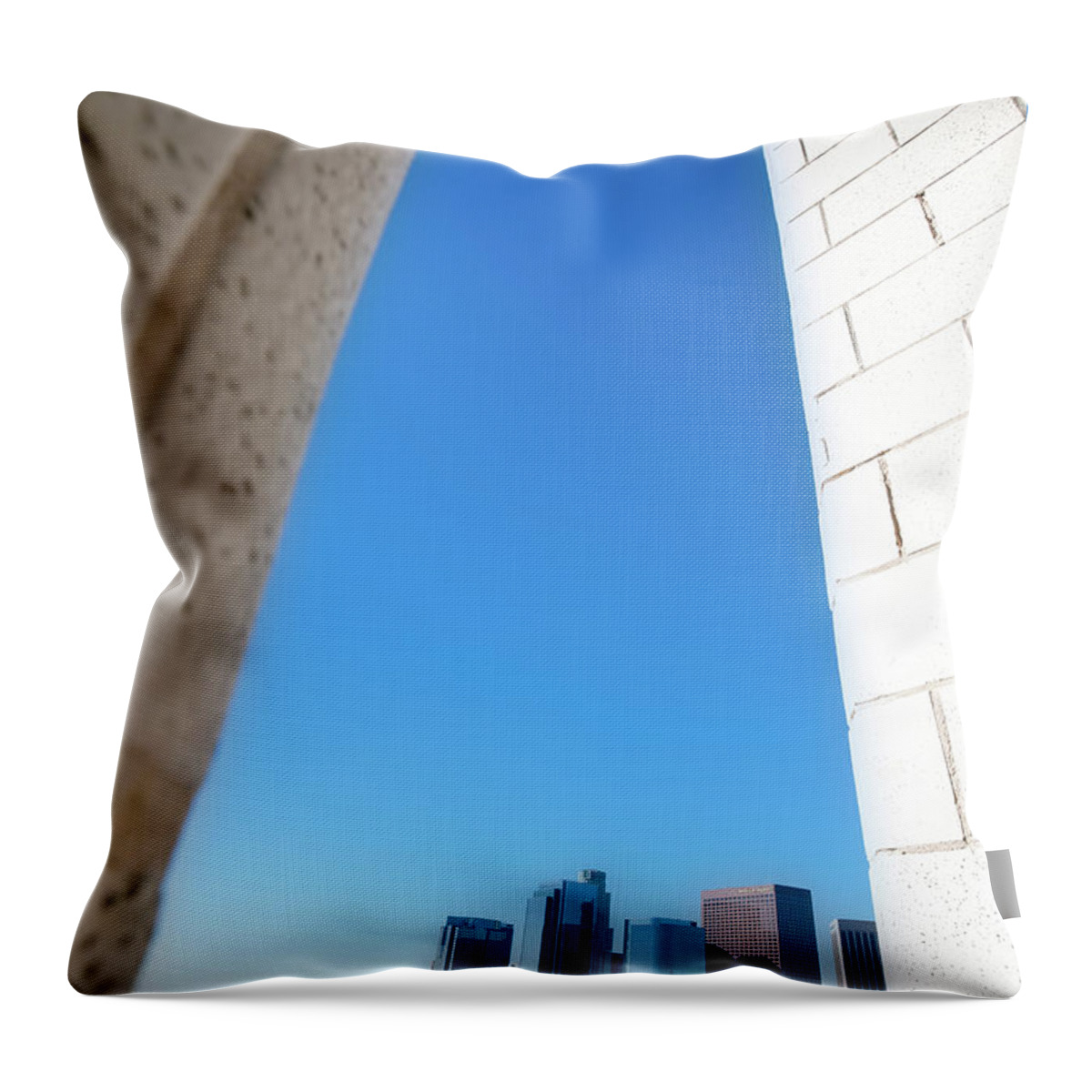 Tranquility Throw Pillow featuring the photograph L.a. Skyline From Los Angeles City Hall by Alexandre Fp