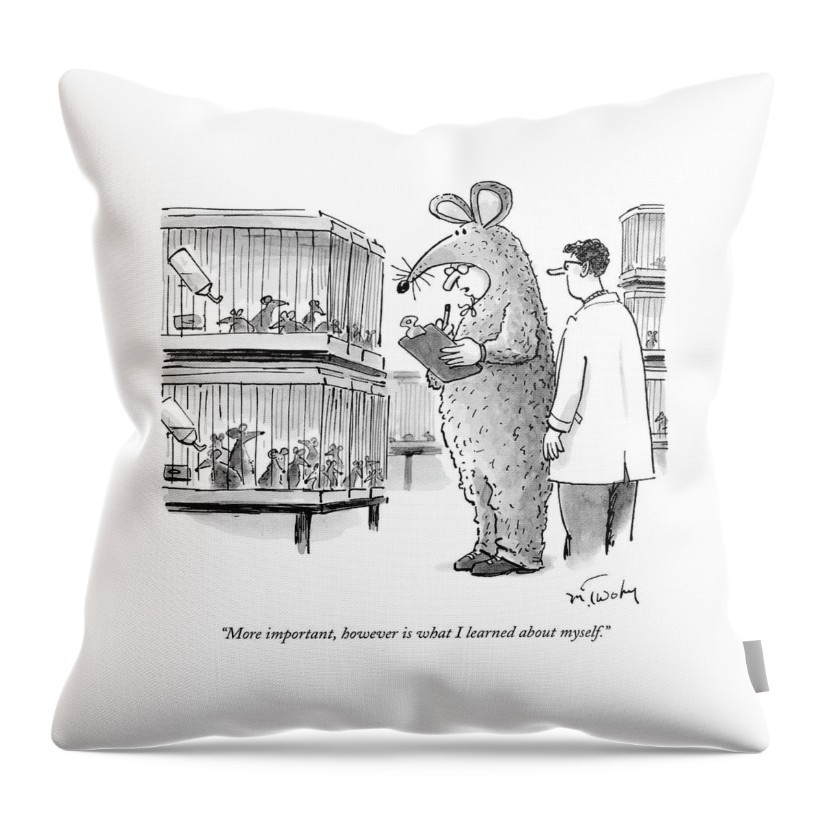 Lab Technician Dressed In A Mouse Costume Throw Pillow