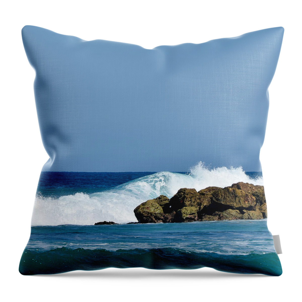 2014 Throw Pillow featuring the photograph Labadee Haiti Ocean Waves by RobLew Photography
