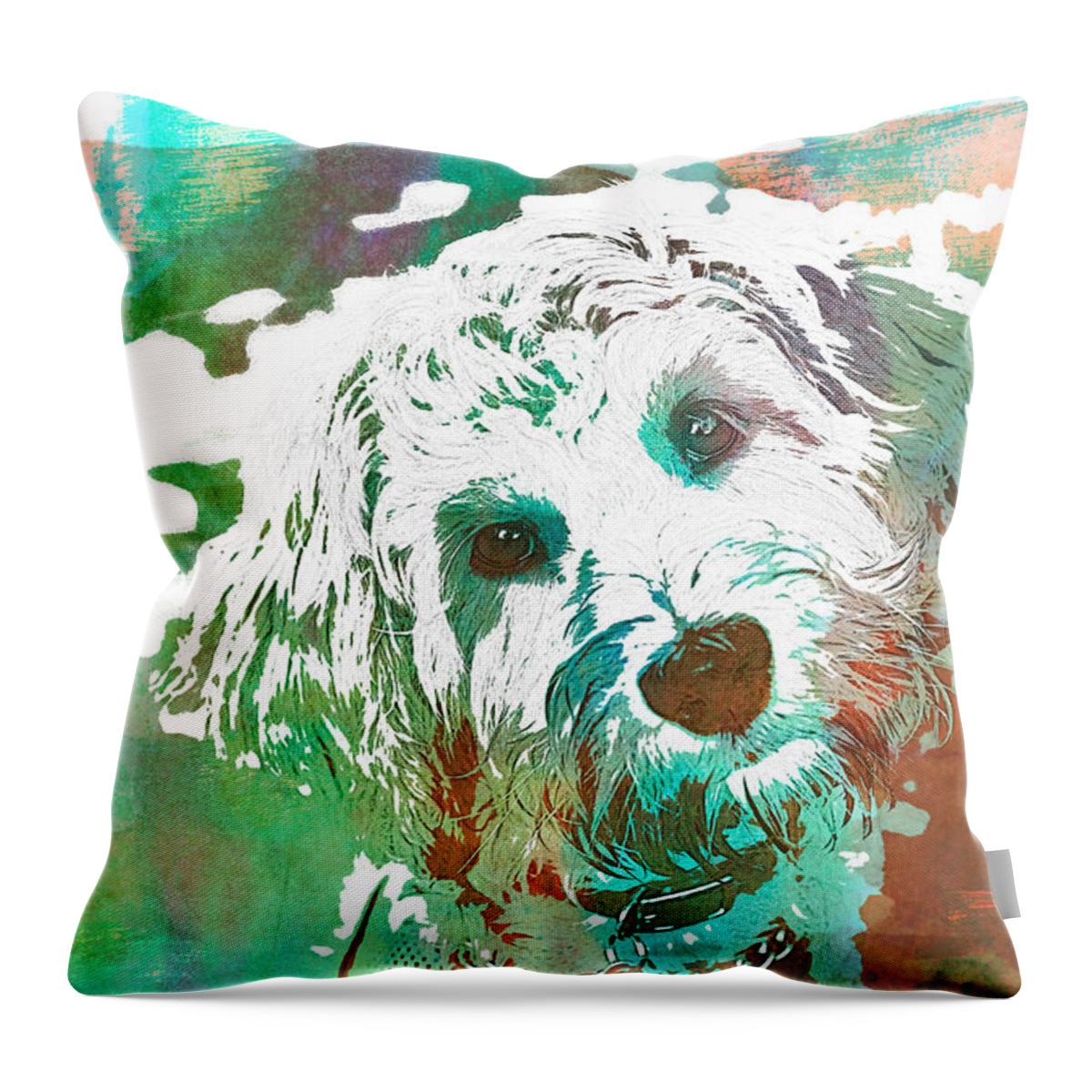 Portrait Throw Pillow featuring the photograph Labradoodle-WC 2 by Joye Ardyn Durham