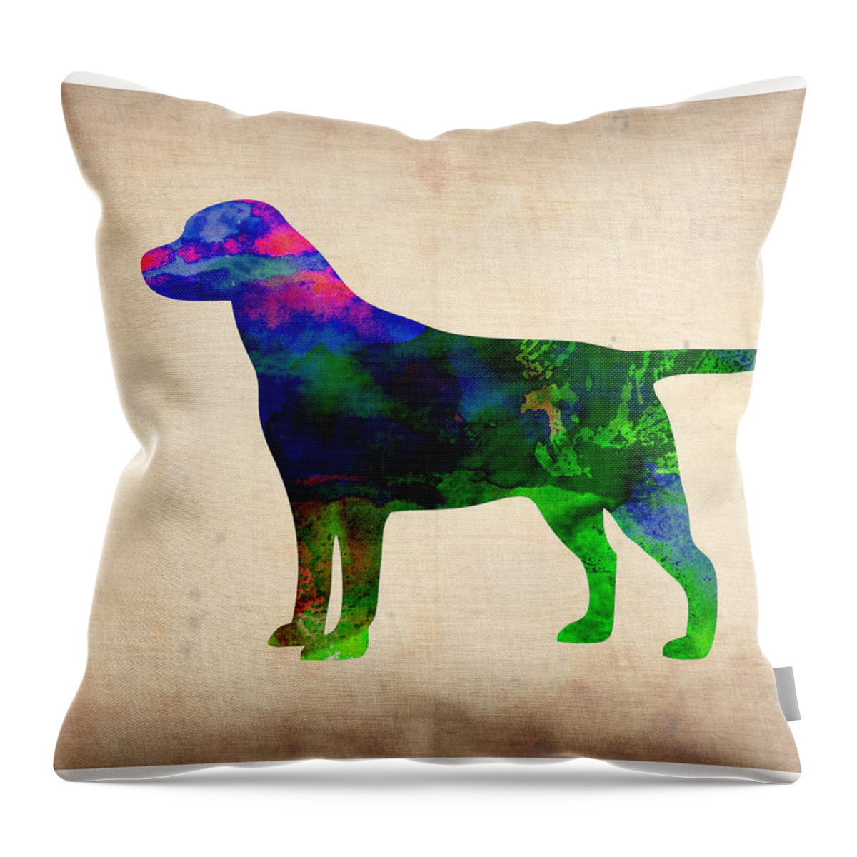 Labrador Retriever Throw Pillow featuring the painting Labrador Retriever Watercolor 2 by Naxart Studio