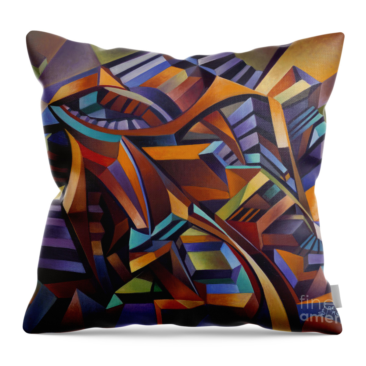 Abstract Throw Pillow featuring the painting Labrynth II by Ricardo Chavez-Mendez