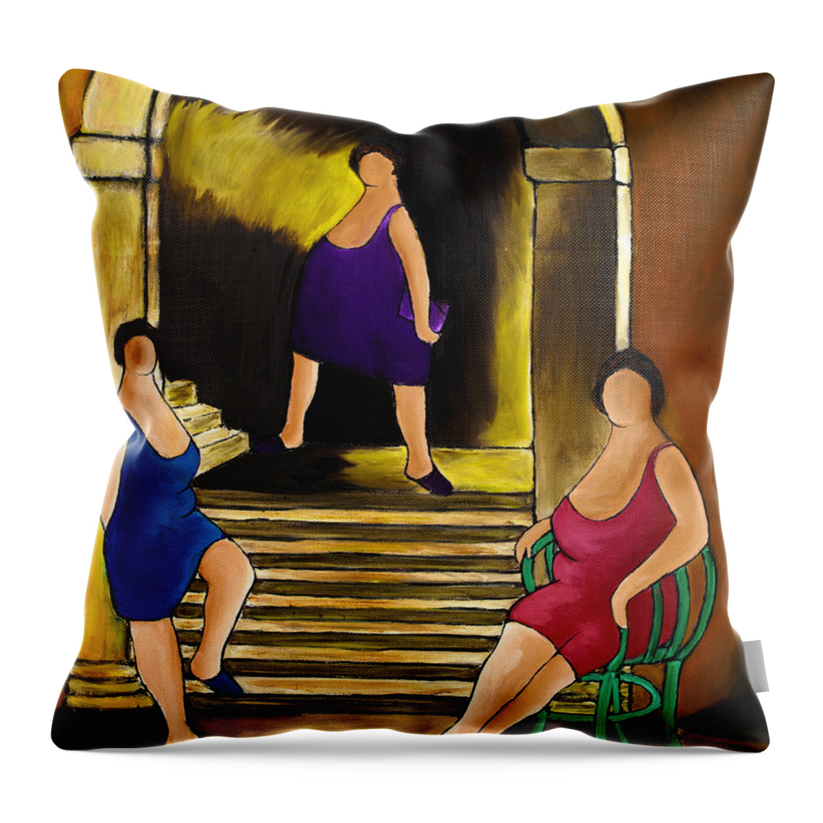 Working Women Throw Pillow featuring the painting Ladies Of The Night by William Cain