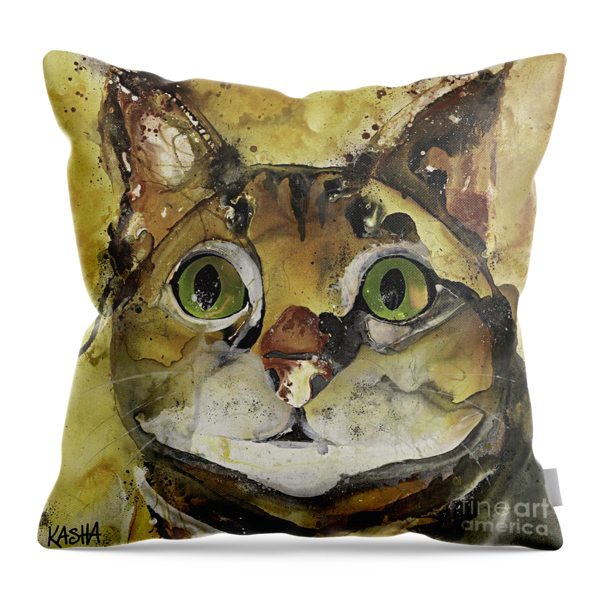 Cat Throw Pillow featuring the painting Lady-Lily by Kasha Ritter