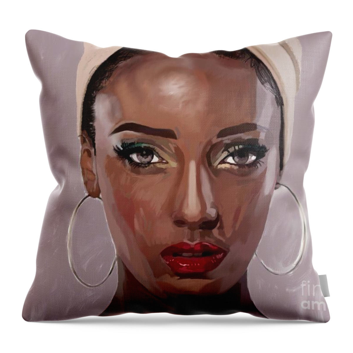 Portrait Throw Pillow featuring the digital art Lady With Beautiful Eyes by Joe Roache
