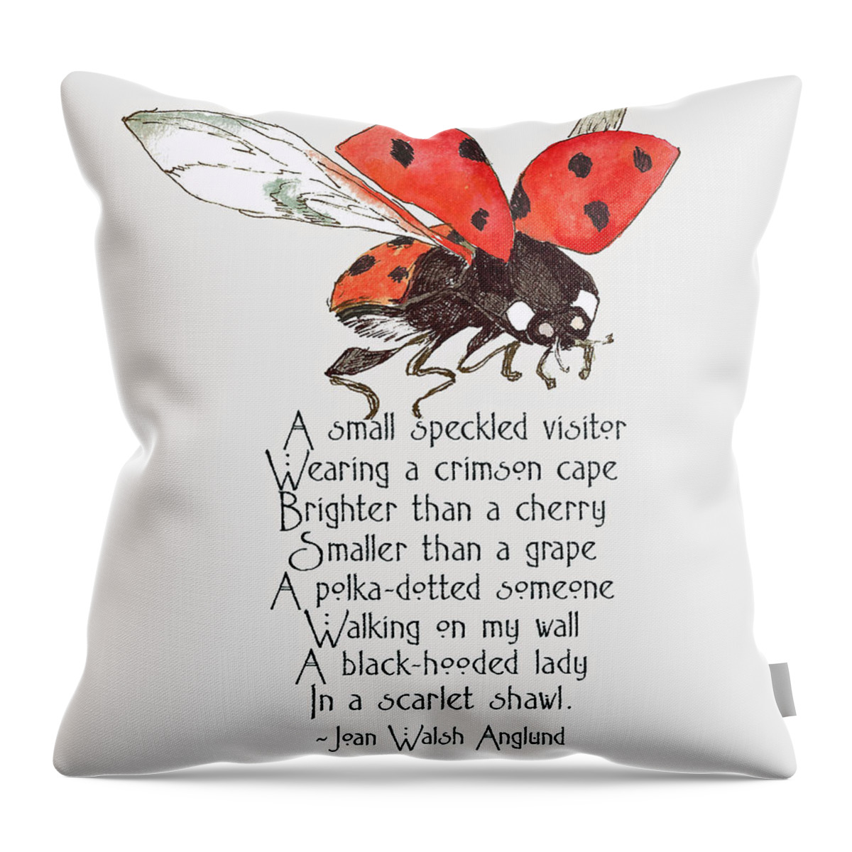 Nature Throw Pillow featuring the painting Ladybug by Maureen Moore