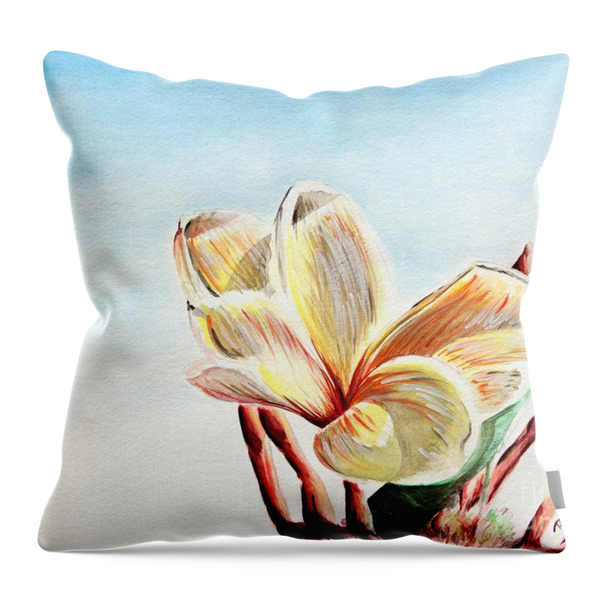 Watercolor Throw Pillow featuring the painting Laguna Flower by Katharina Bruenen