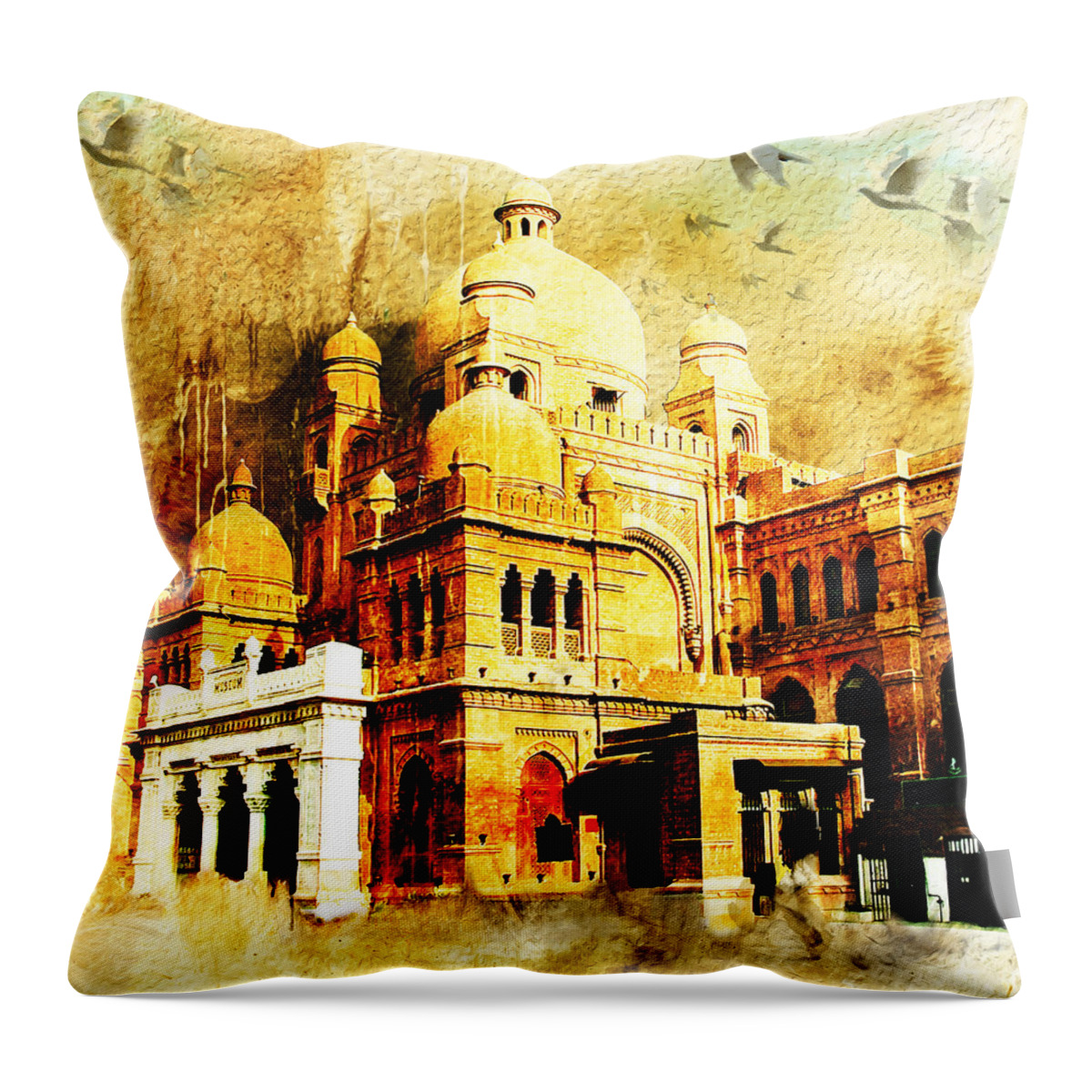 Pakistan Throw Pillow featuring the painting Lahore Museum by Catf