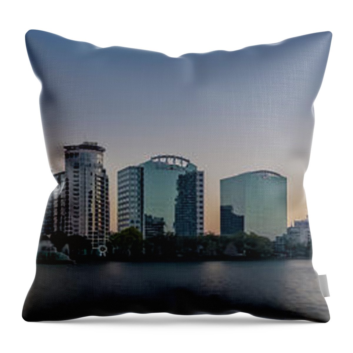 Orlando Throw Pillow featuring the photograph Lake Eola Orlando FL Panoramic by Susan Candelario