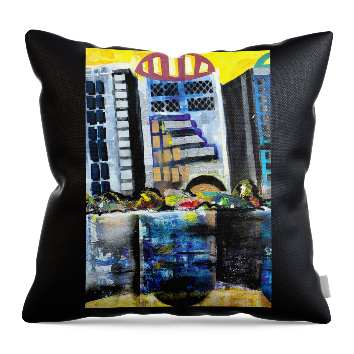 Orlando Throw Pillow featuring the painting Lake Eola - part 1 of 3 by Everett Spruill