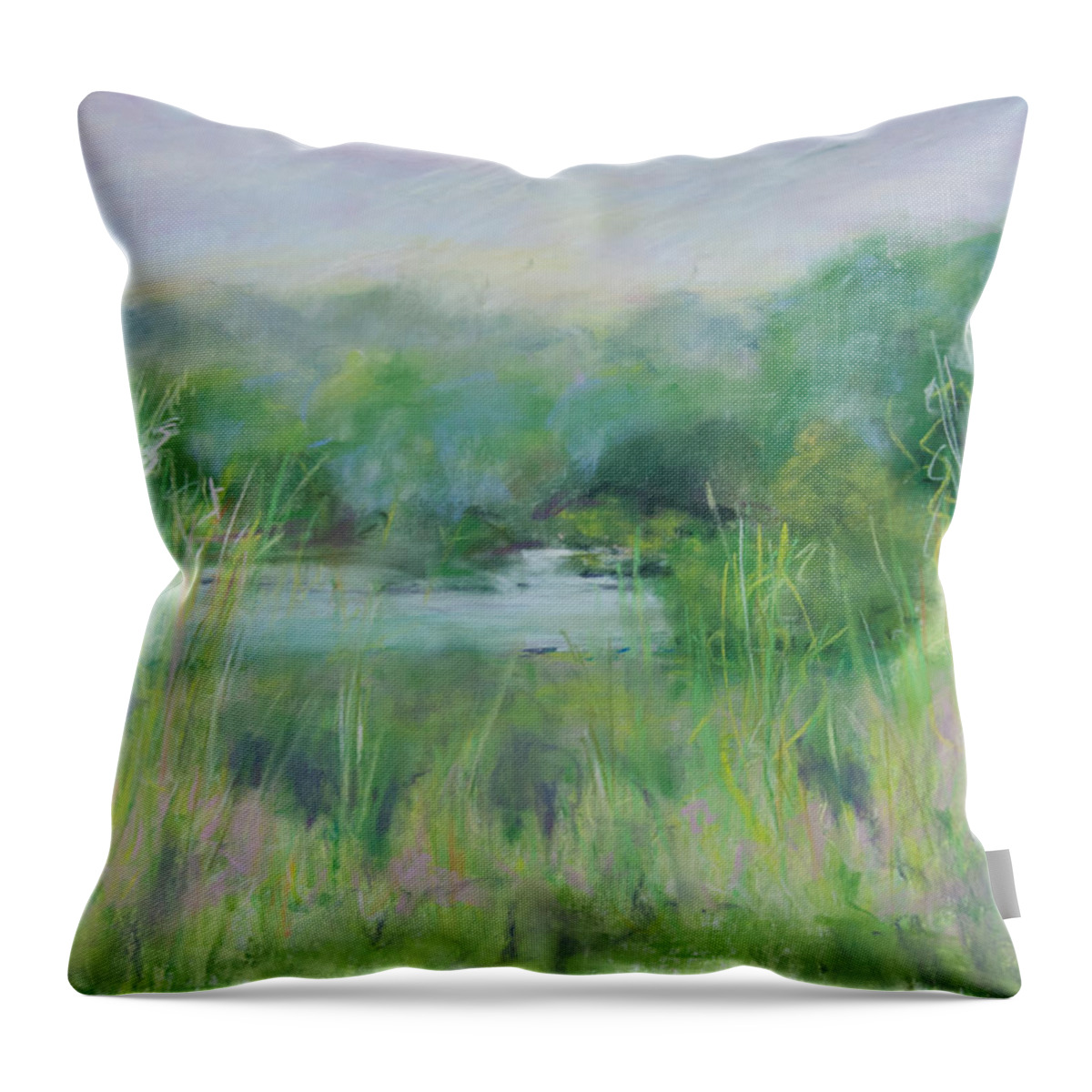 Landscapes Throw Pillow featuring the painting Lake Isaac Impressions by Lee Beuther