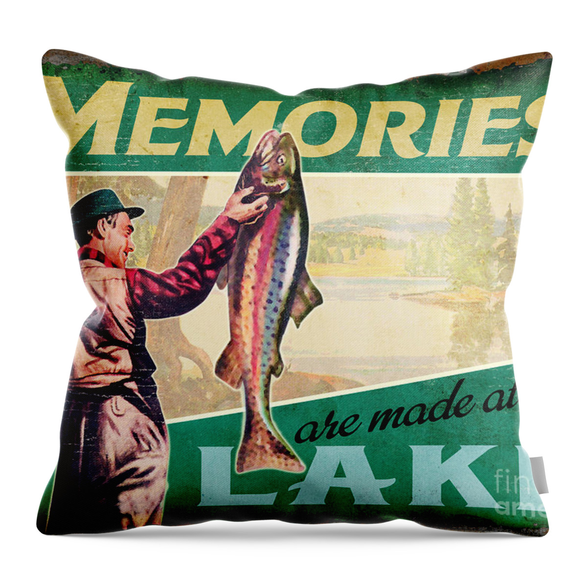 Lake Throw Pillow featuring the painting lake Memories by JQ Licensing