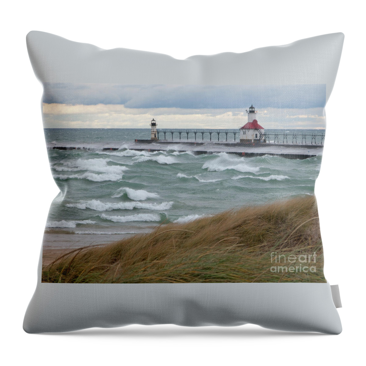 Lake Michigan Throw Pillow featuring the photograph Lake Michigan Winds by Ann Horn
