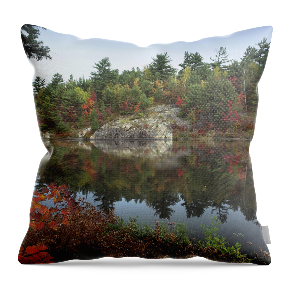 Feb0514 Throw Pillow featuring the photograph Lake Near French River Ontario Canada by Tim Fitzharris