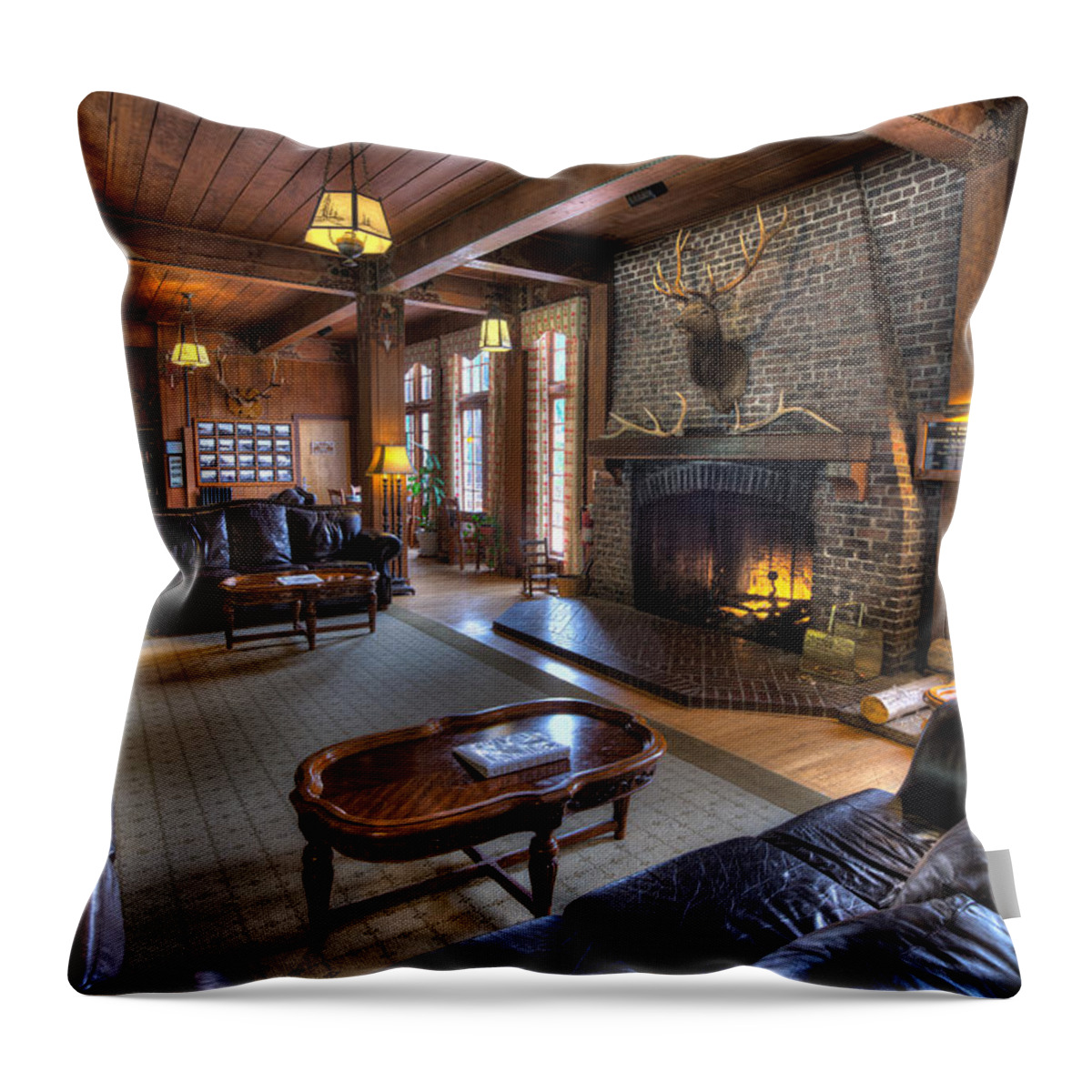Olympic Throw Pillow featuring the photograph Lake Quinault Lodge Olympic National Park by Steve Gadomski