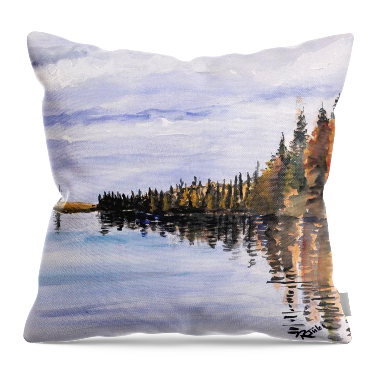 Lake Throw Pillow featuring the painting Lakeview by Richard Jules