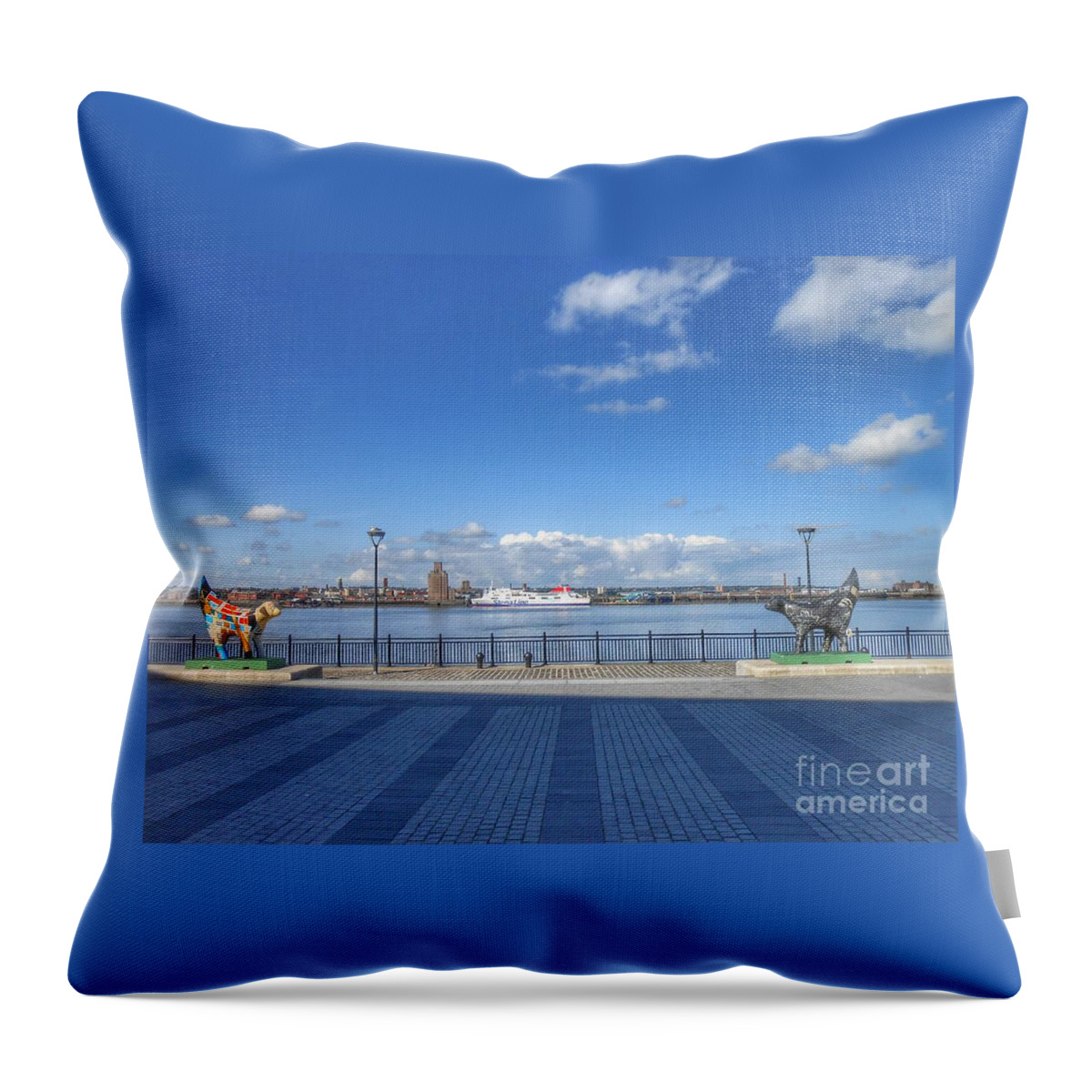 Lambanana Throw Pillow featuring the photograph Lambananas At Pier Head Liverpool by Joan-Violet Stretch