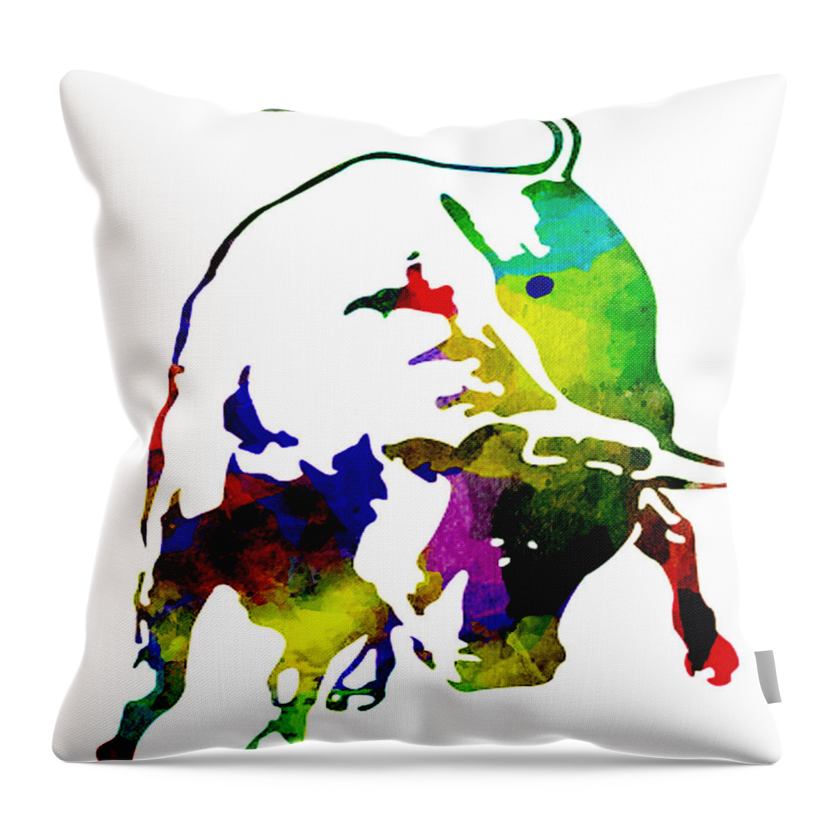 Lambo Throw Pillow featuring the painting Lamborghini bull emblem colorful abstract. by Eti Reid