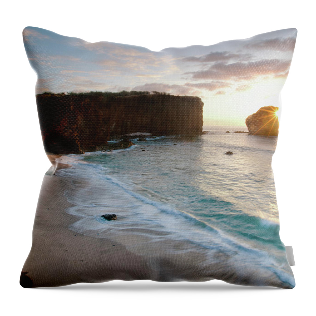 Scenics Throw Pillow featuring the photograph Lanai Sunset Resort Beach by M Swiet Productions