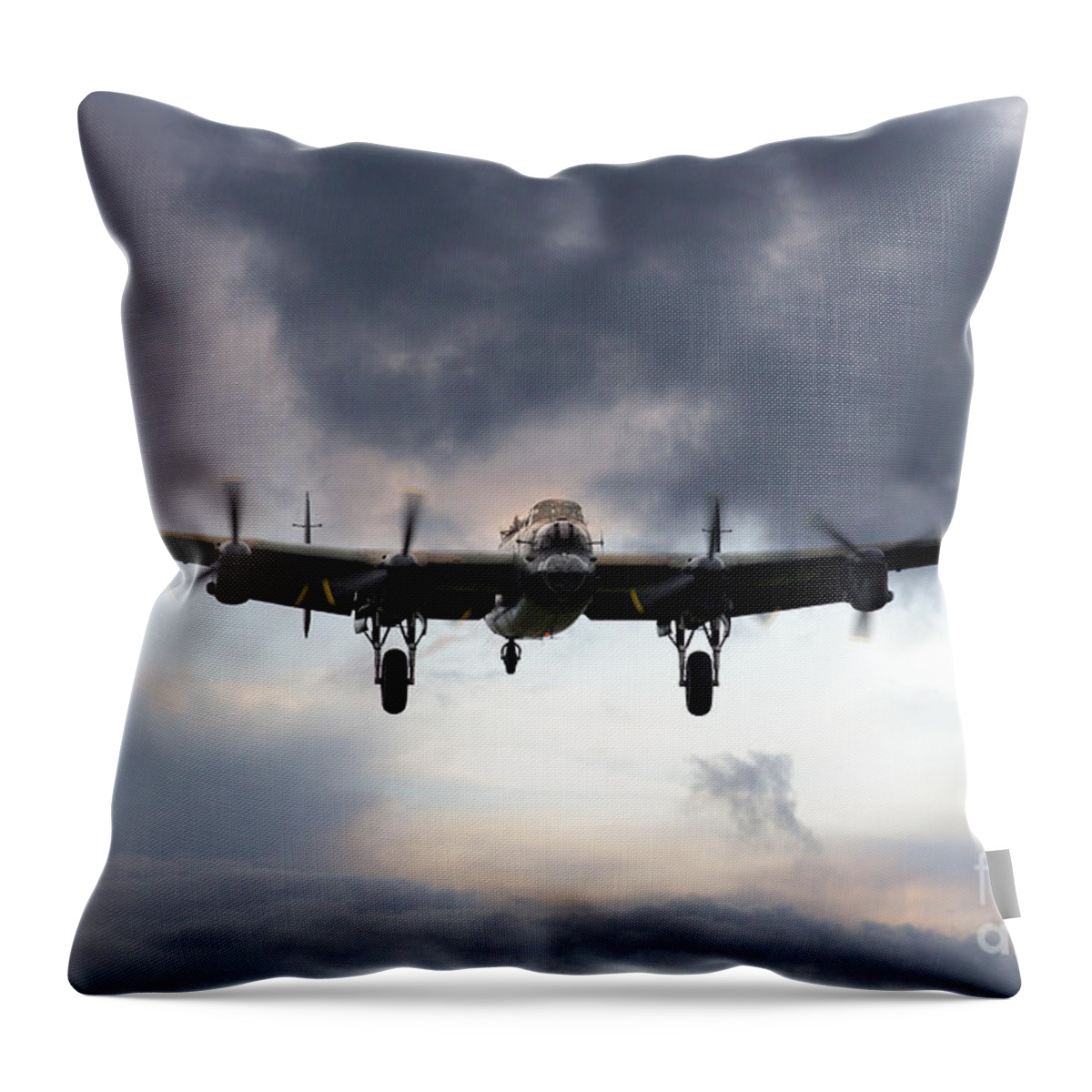 Lancaster Bomber Throw Pillow featuring the digital art Lancaster Finals by Airpower Art