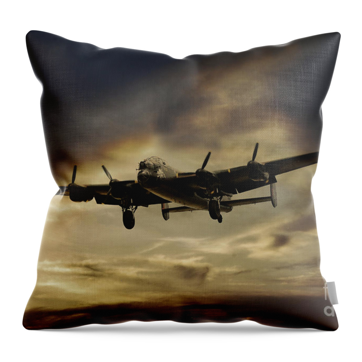 Lancaster Bomber Throw Pillow featuring the digital art Lancaster Spirit by Airpower Art
