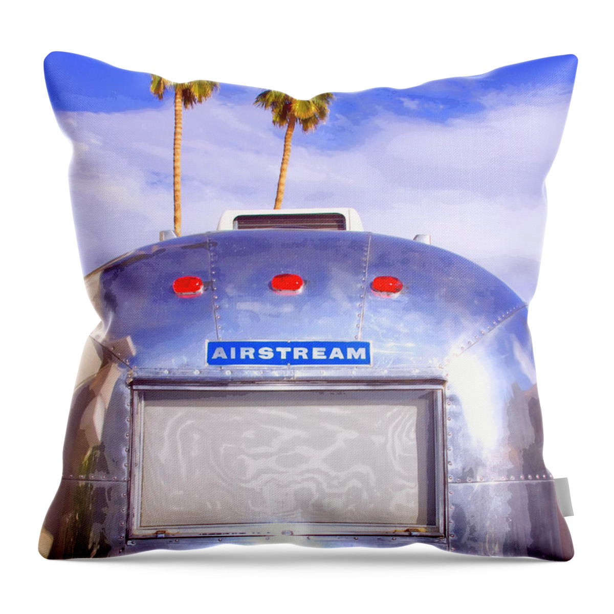 Airstream Throw Pillow featuring the photograph LAND YACHT PLEASURE Palm Springs CA by William Dey