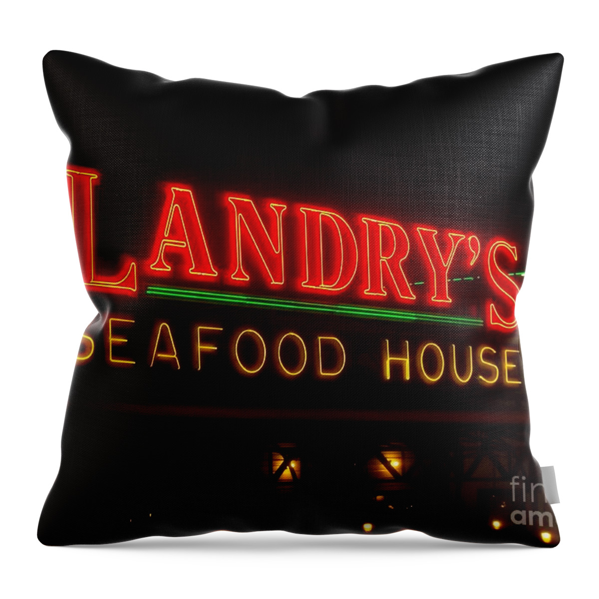  Throw Pillow featuring the photograph Landry's Seafood House by Kelly Awad
