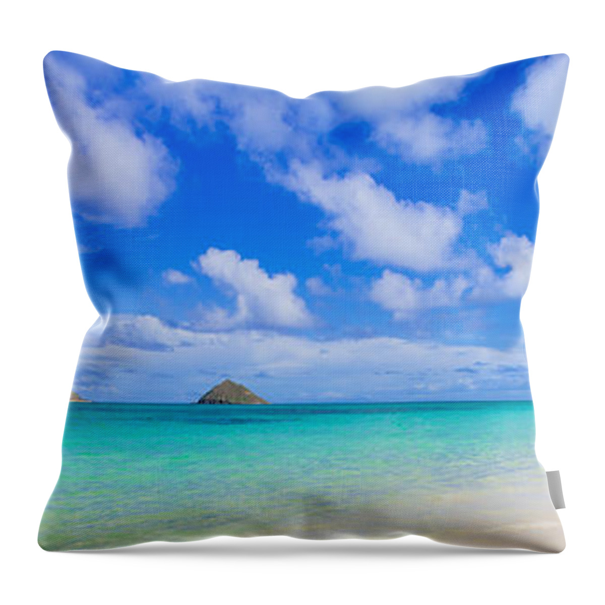 Lanikai Beach Throw Pillow featuring the photograph Lanikai Beach Tranquility 3 to 1 Aspect Ratio by Aloha Art