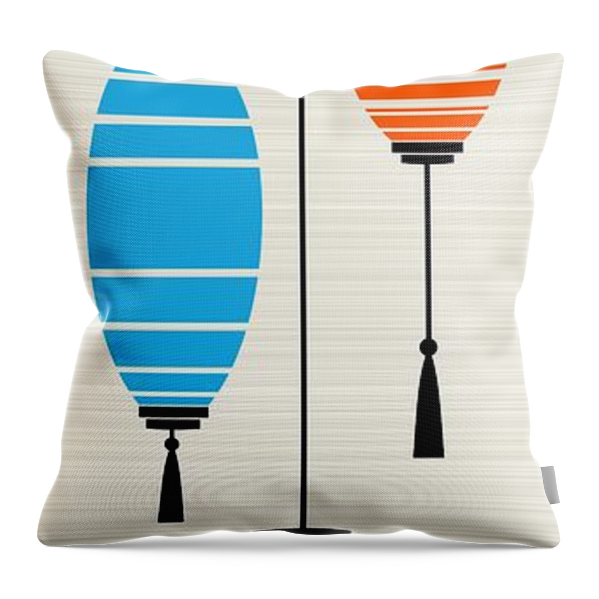 Mid Century Modern Throw Pillow featuring the digital art Lanterns 2 by Donna Mibus