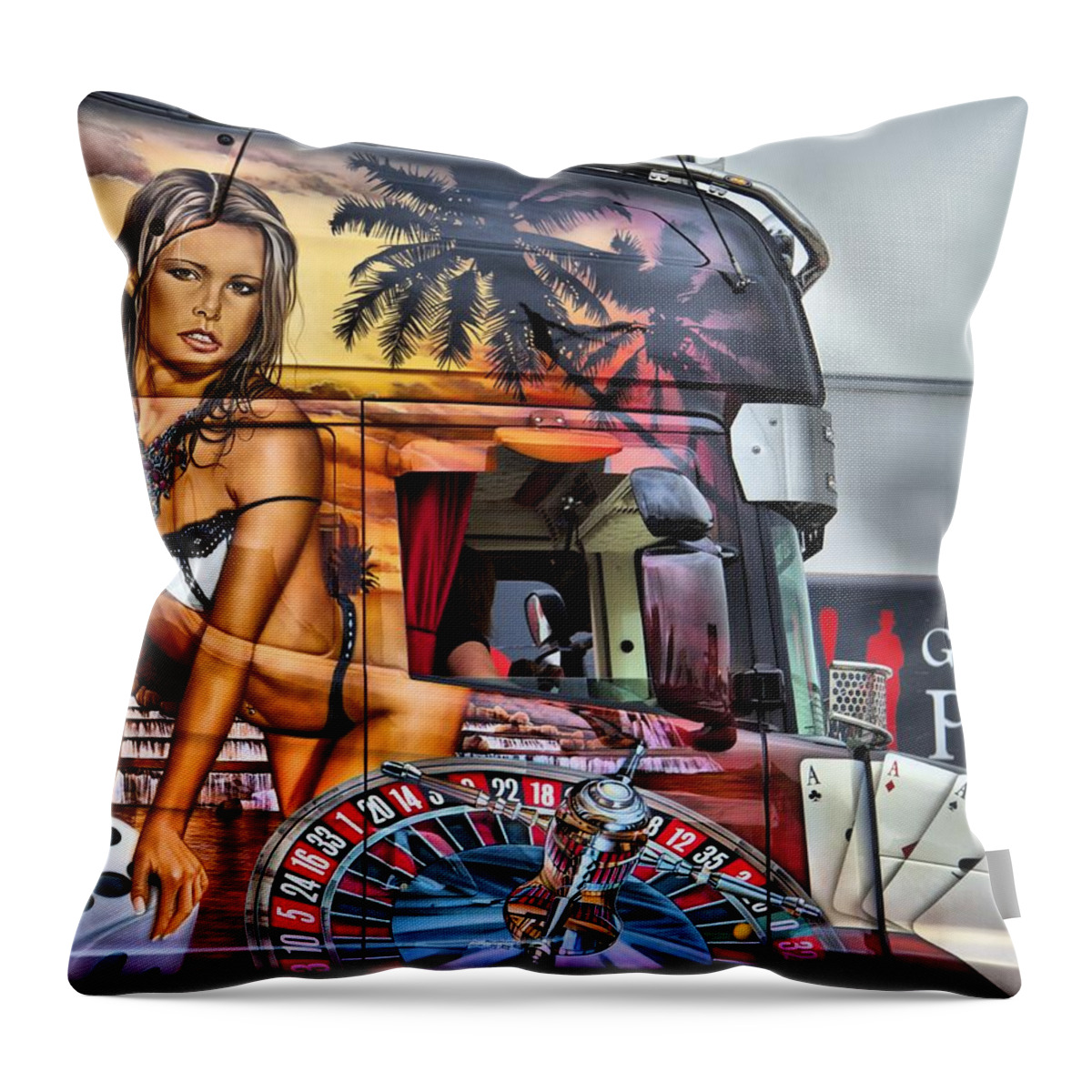 Cab Throw Pillow featuring the photograph Las Vegas France by Mick Flynn
