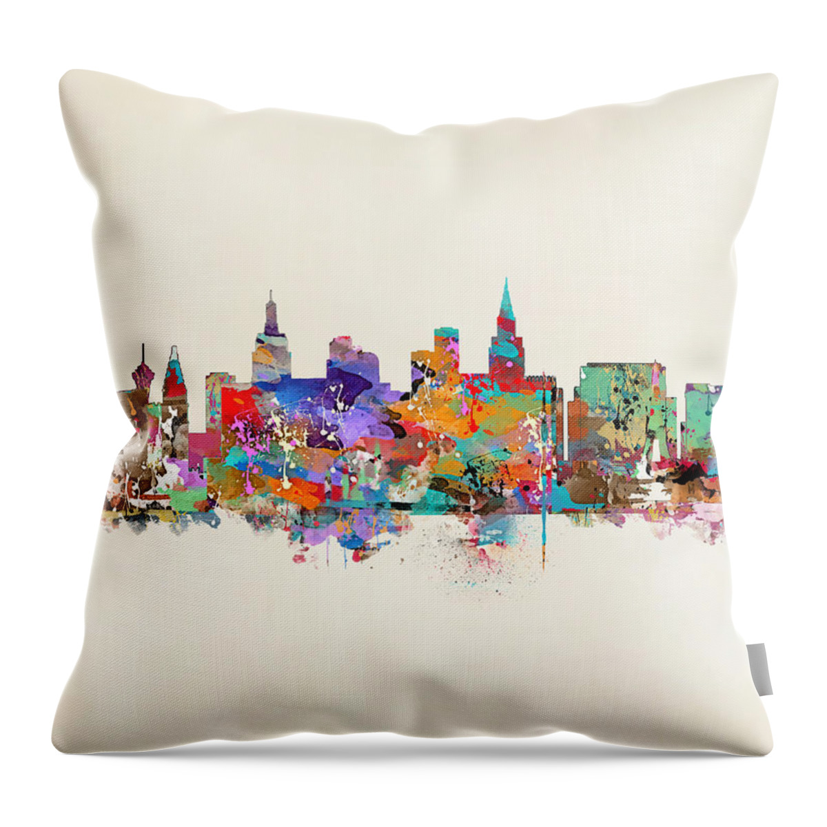 Las Vegas Throw Pillow featuring the painting Las Vegas Skyline by Bri Buckley