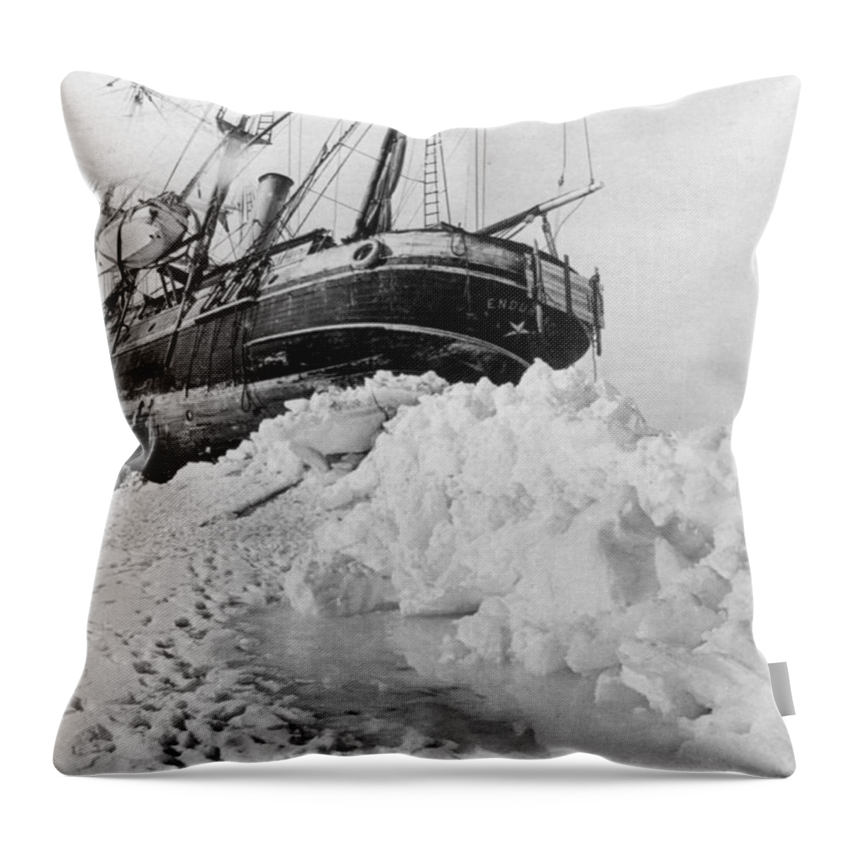 Navigation Throw Pillow featuring the photograph Last Moments Of Shackletons Endurance by Science Source