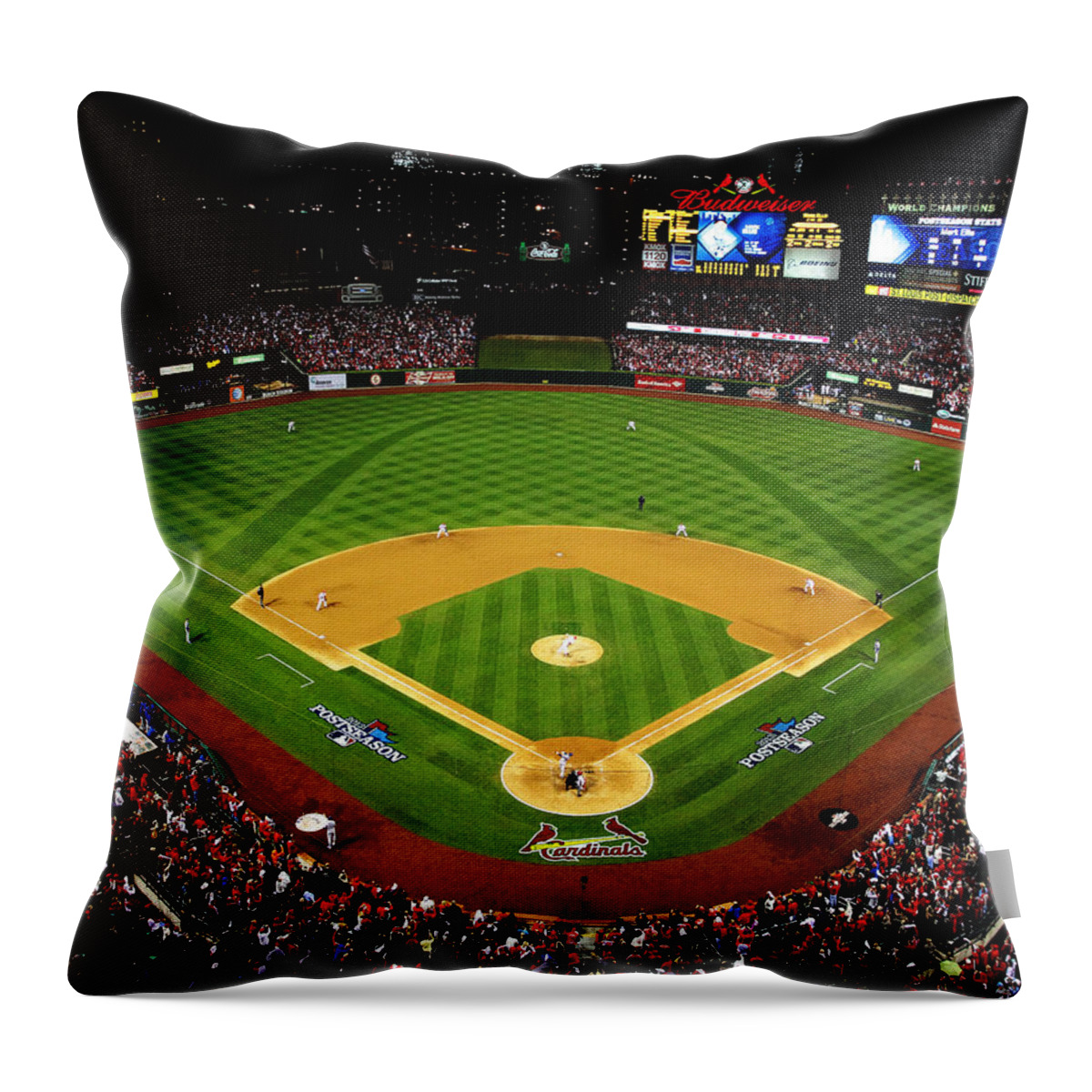 Nlcs Throw Pillow featuring the photograph Last Pitch by John Freidenberg