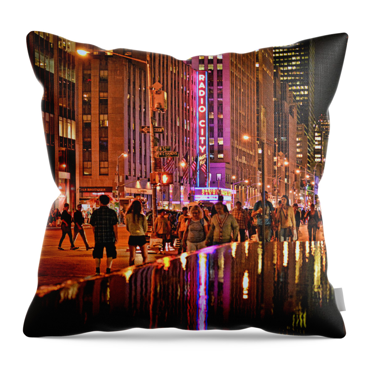 'radio City Music Hall Throw Pillow featuring the photograph Late Summer Night in New York by Jeffrey Friedkin