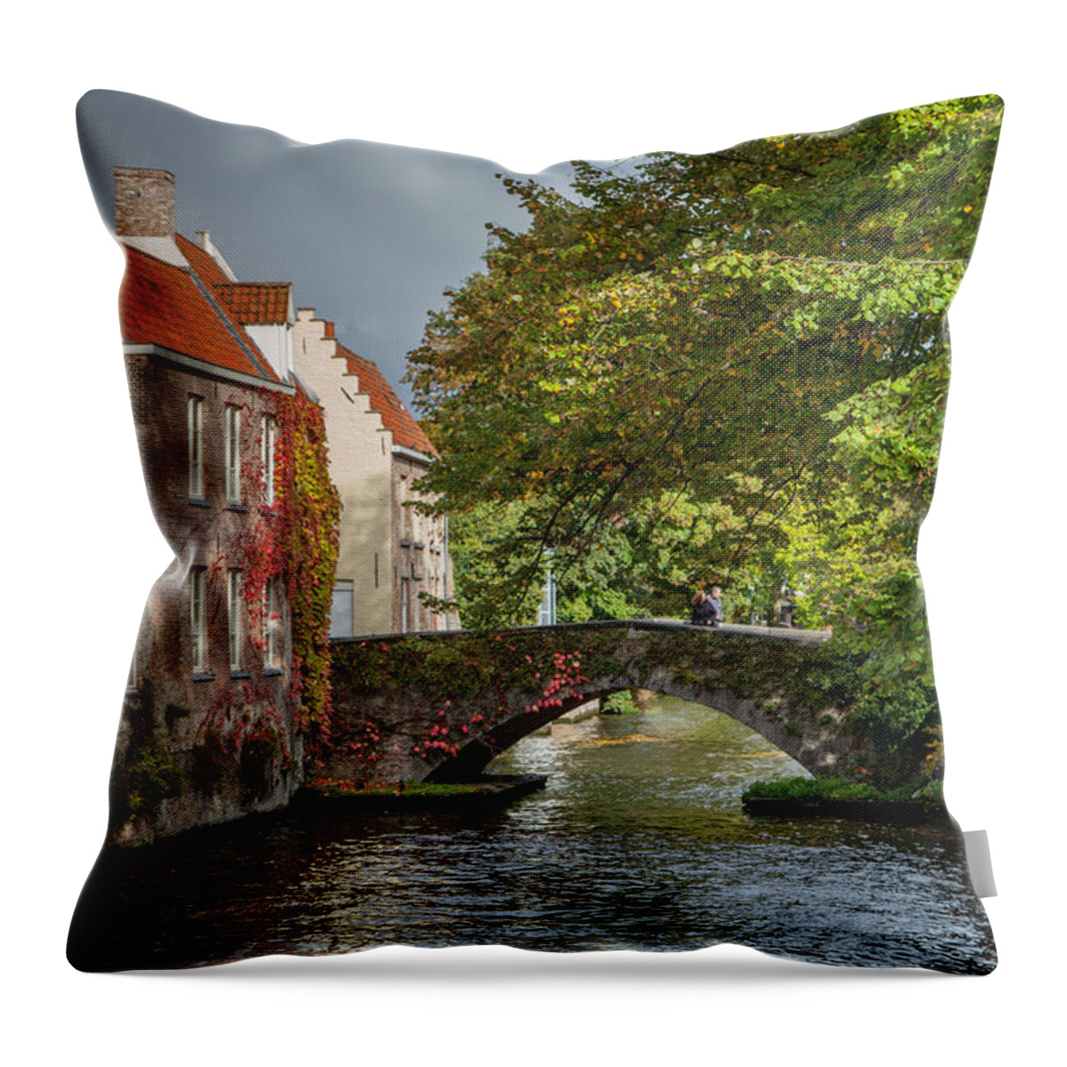 Architecture Throw Pillow featuring the photograph Late summer storm in Bruges by W Chris Fooshee
