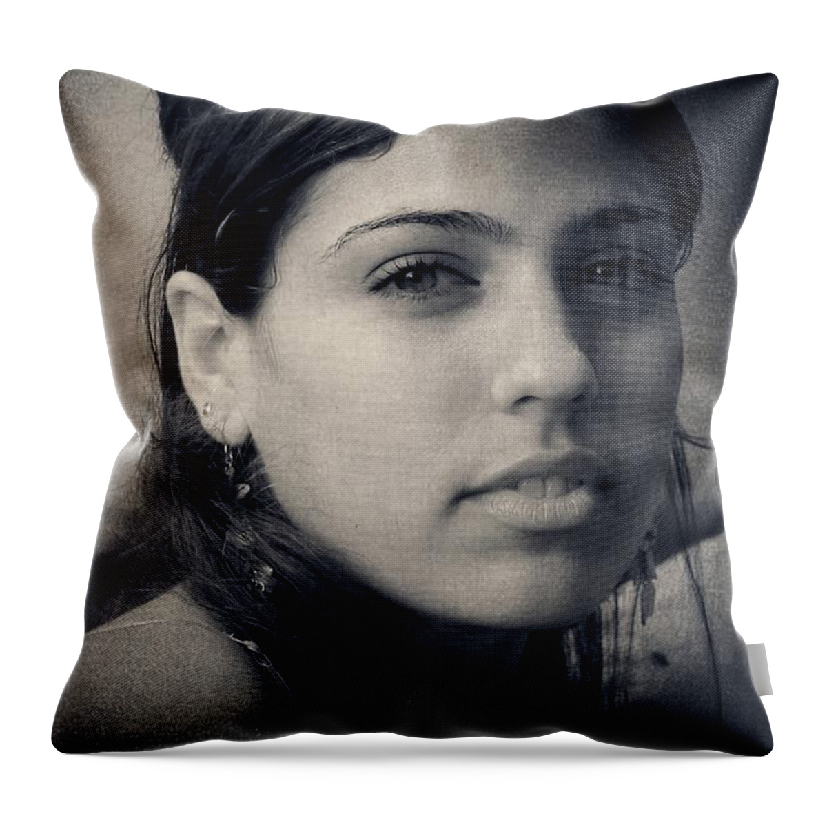 Beautiful Woman Throw Pillow featuring the photograph Latina Beauty by Zinvolle Art