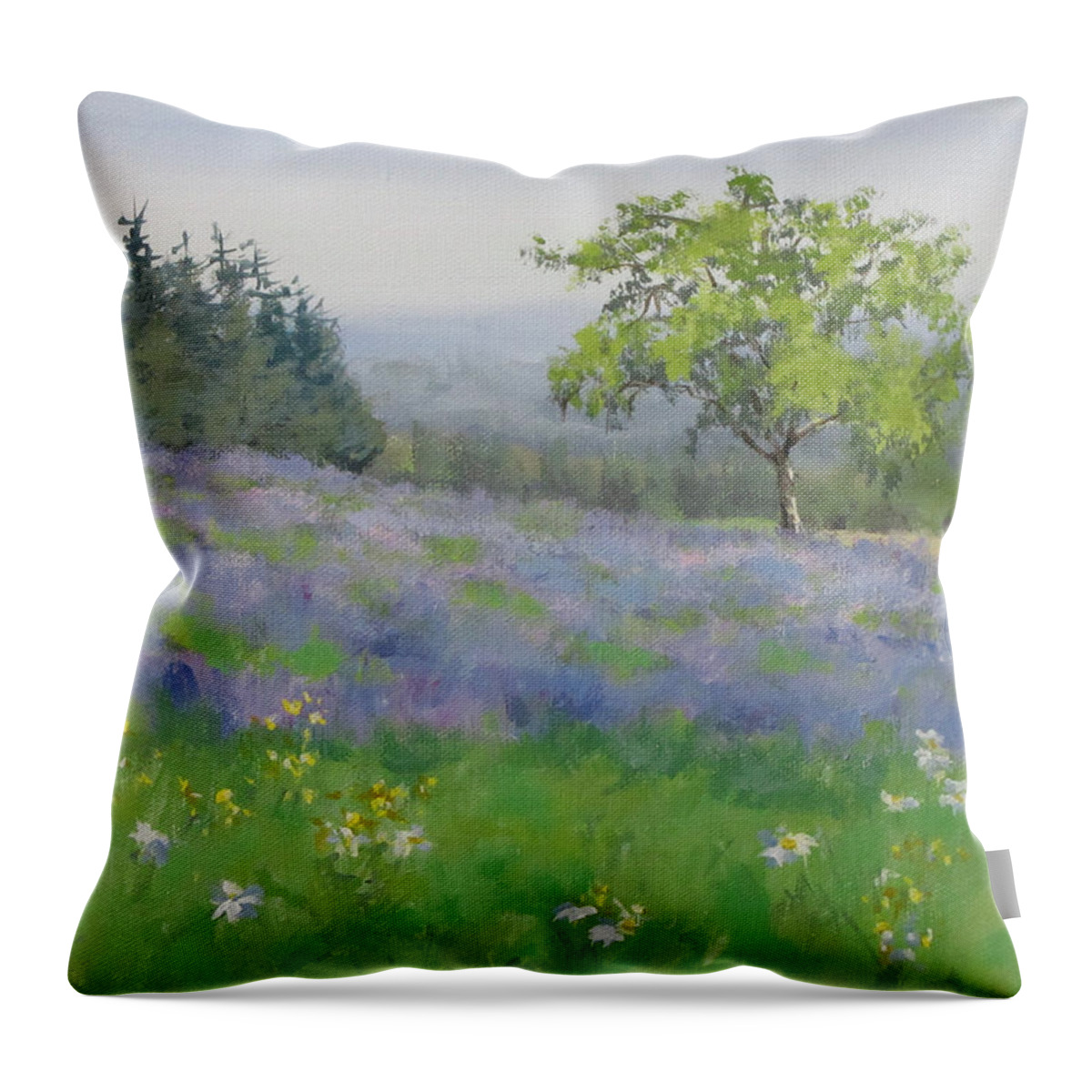 Lavender Throw Pillow featuring the painting Lavender Afternoon by Karen Ilari