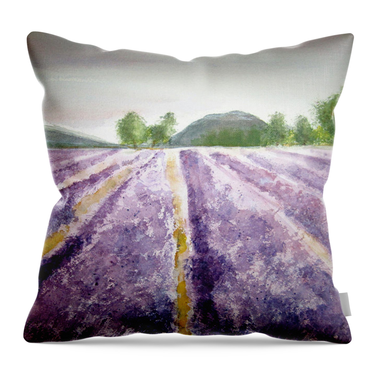 Fora Throw Pillow featuring the painting Lavender Fields by Elvira Ingram