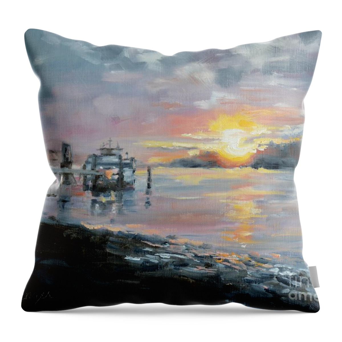 Pittenger Throw Pillow featuring the painting Lavish Sunrise by Lori Pittenger