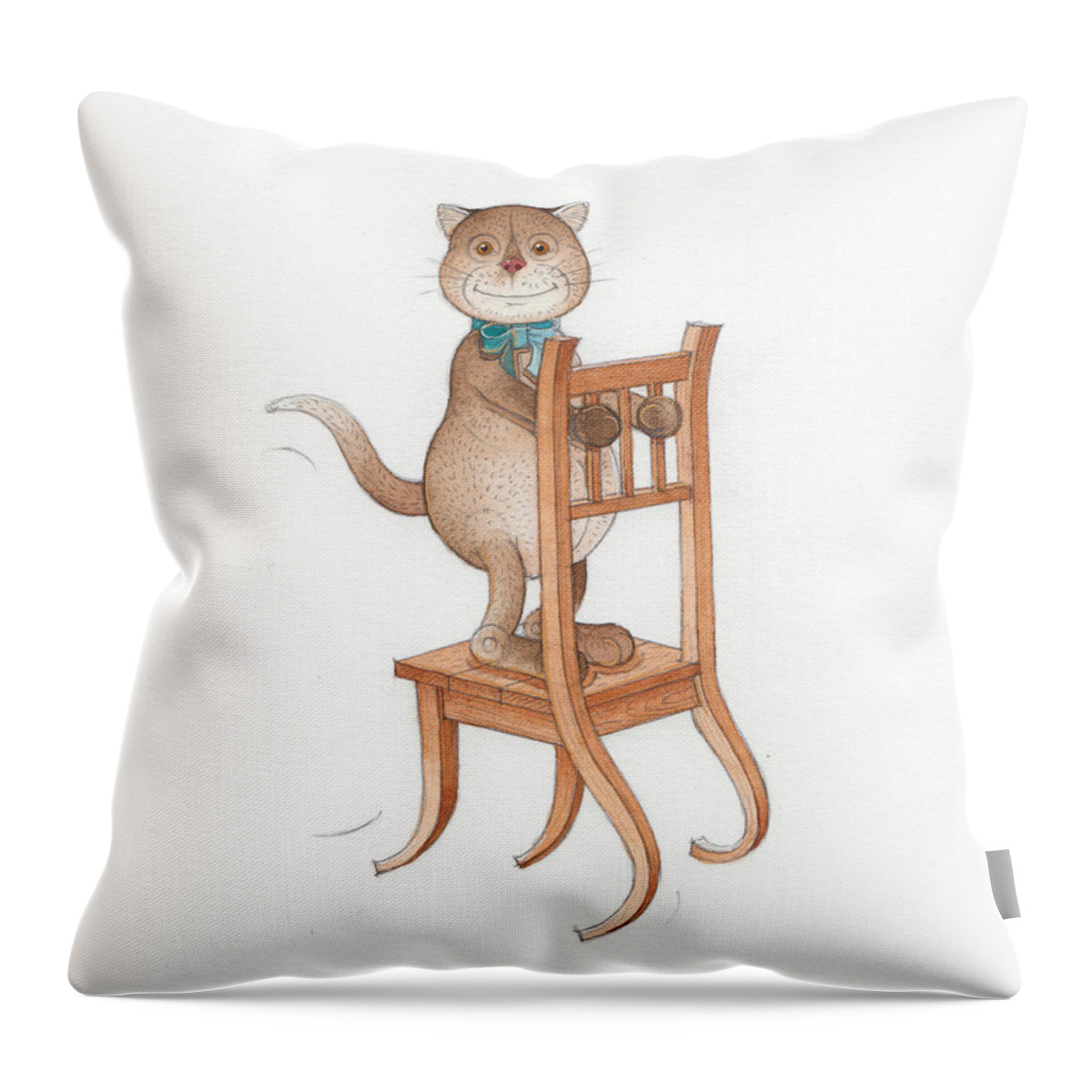 Cats Chair Trip Travel Voyage Throw Pillow featuring the painting Lazy Cats08 by Kestutis Kasparavicius