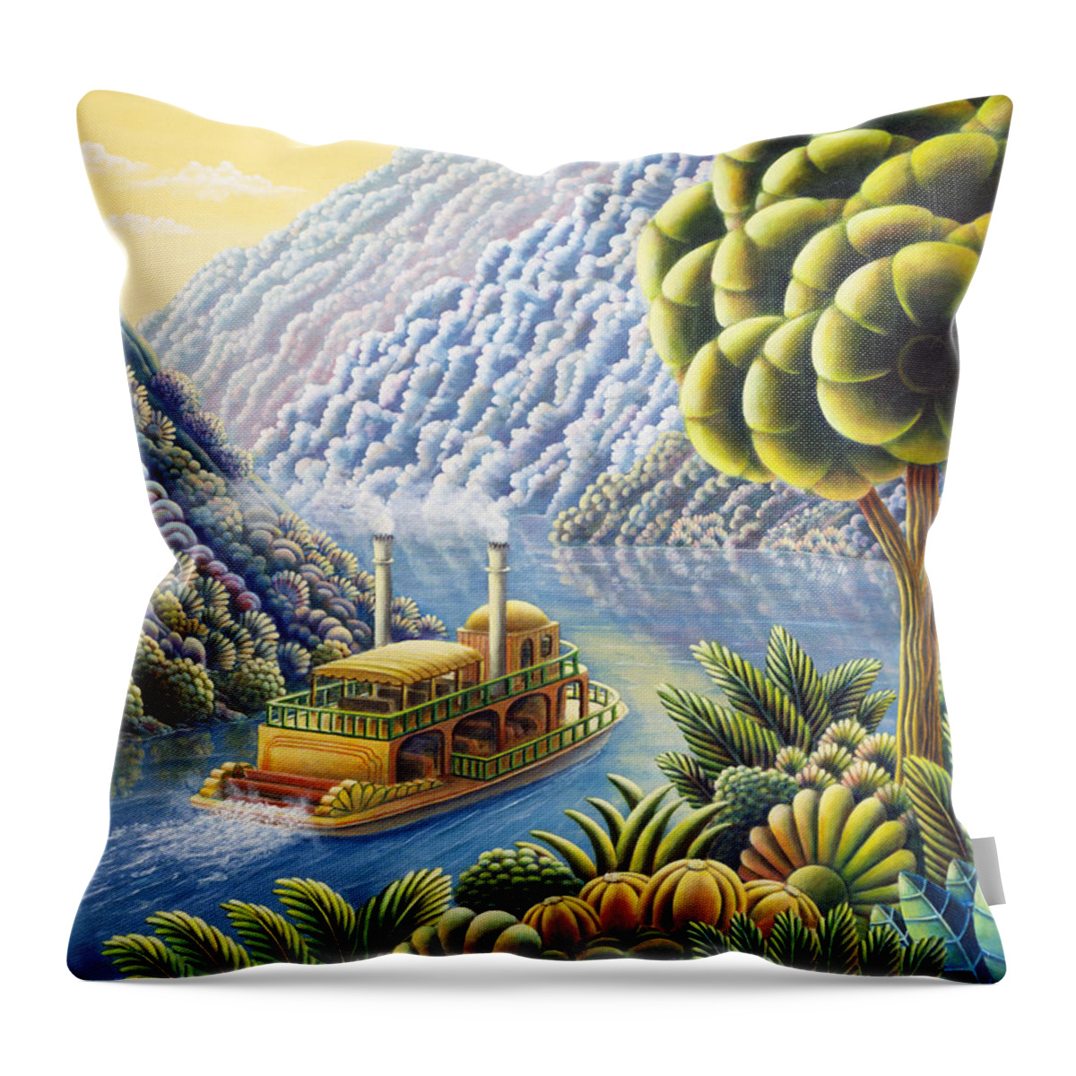 Painting Throw Pillow featuring the painting Lazy River by MGL Meiklejohn Graphics Licensing