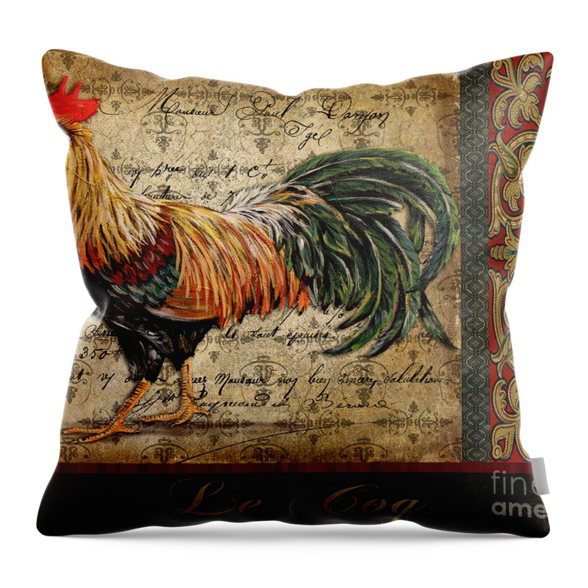  Acrylic Painting Throw Pillow featuring the painting Le Coq-C by Jean Plout