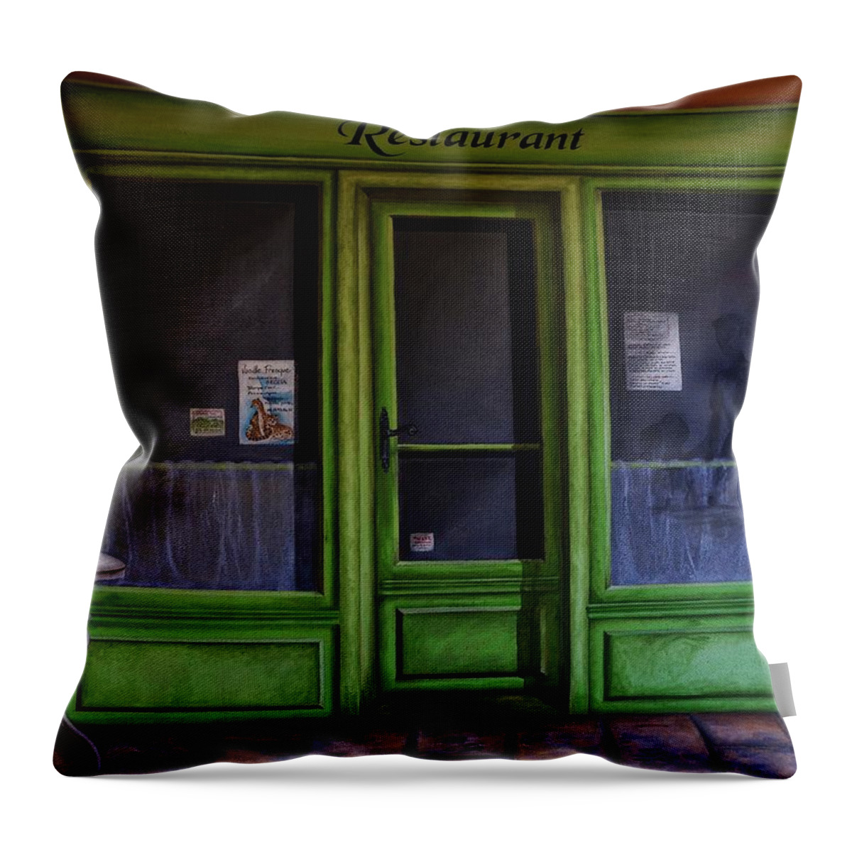Restaurant Throw Pillow featuring the photograph Le Restaurant by Dany Lison