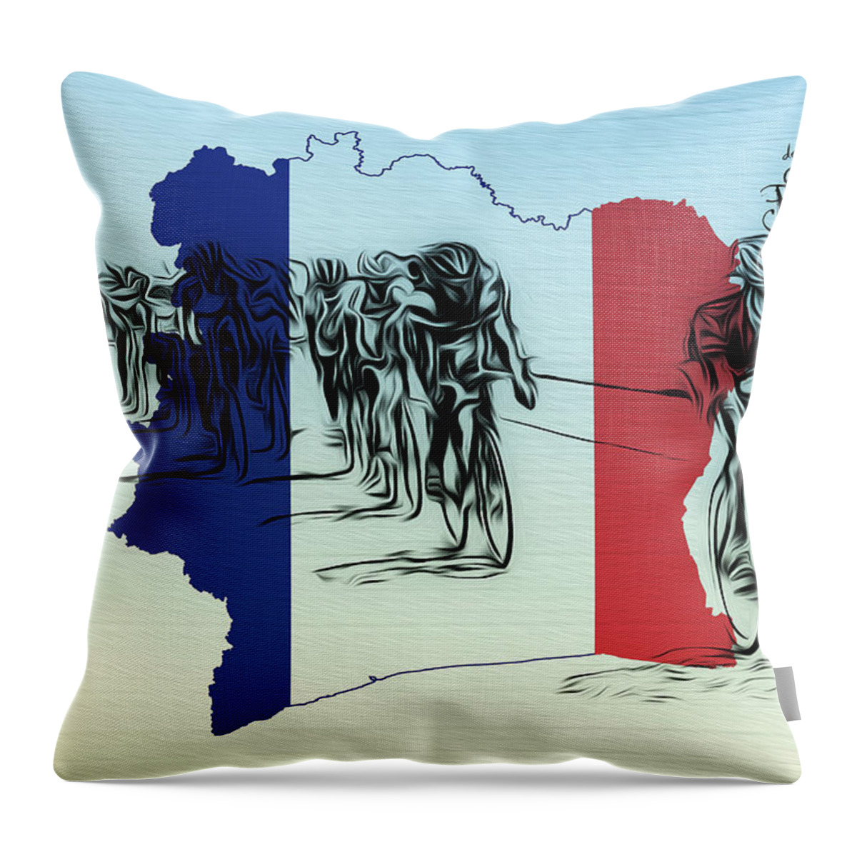 Bike Throw Pillow featuring the photograph Le Tour de France by Bill Cannon