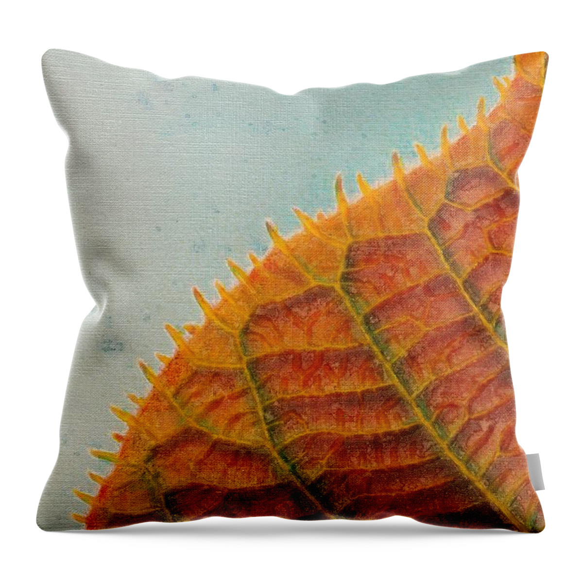 Leaf Throw Pillow featuring the painting Leaf Against the Sky by Cara Frafjord