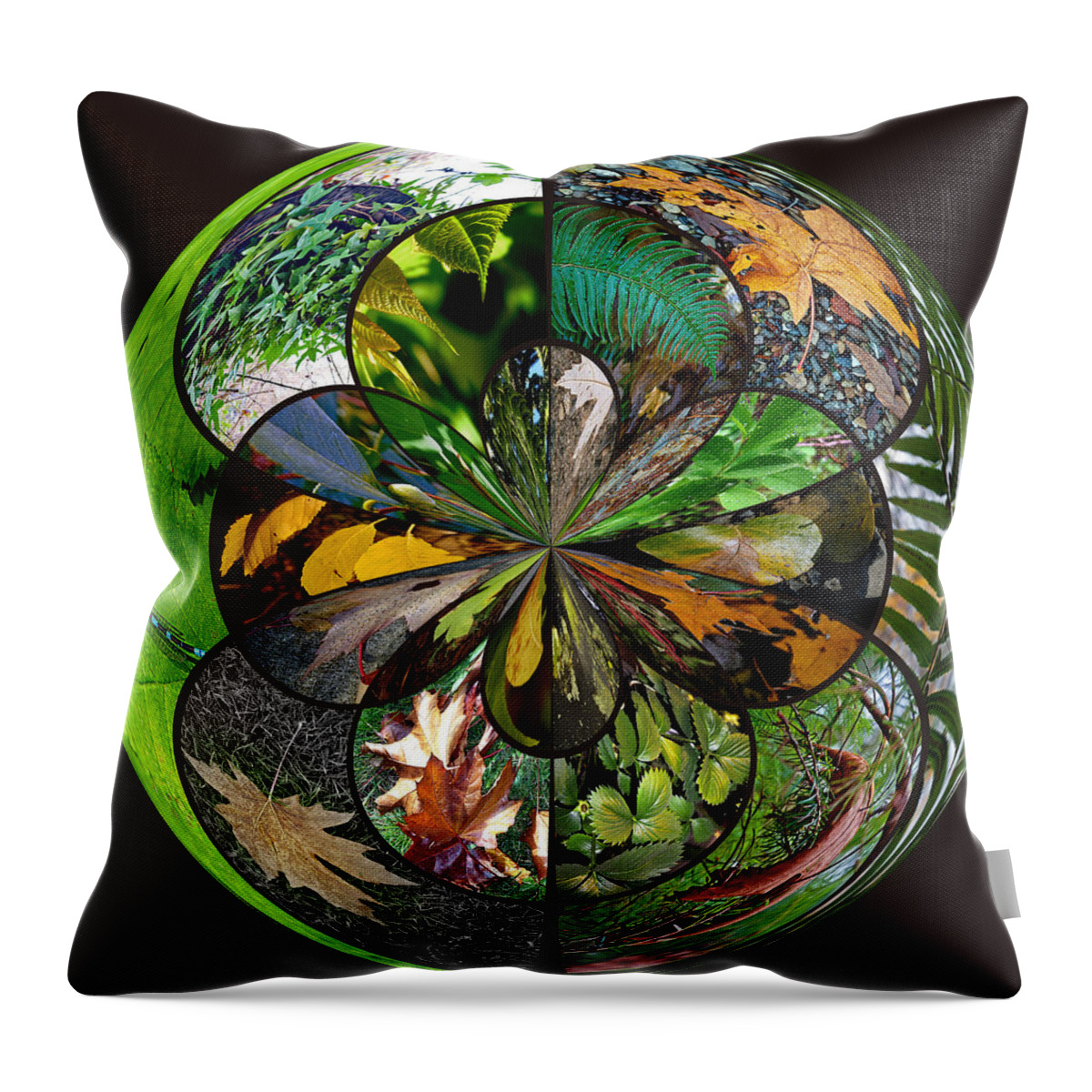 Variety Throw Pillow featuring the photograph Leaf Collage Orb by Tikvah's Hope